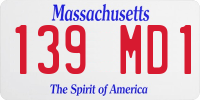 MA license plate 139MD1