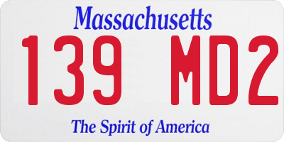 MA license plate 139MD2