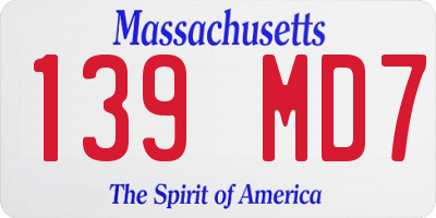 MA license plate 139MD7