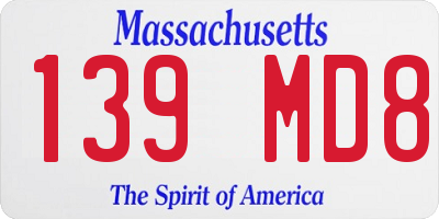 MA license plate 139MD8