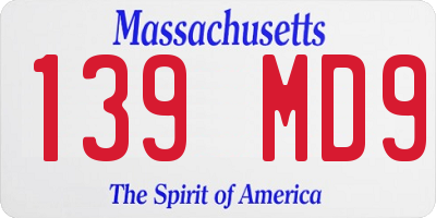 MA license plate 139MD9