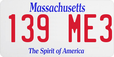 MA license plate 139ME3