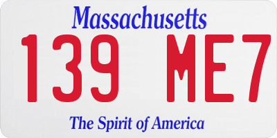MA license plate 139ME7