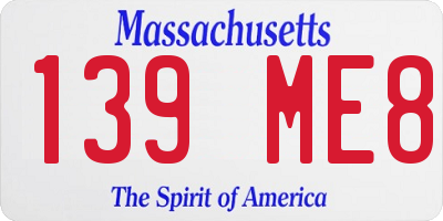 MA license plate 139ME8