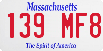MA license plate 139MF8