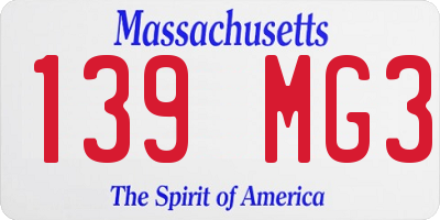 MA license plate 139MG3