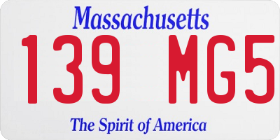 MA license plate 139MG5