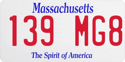 MA license plate 139MG8