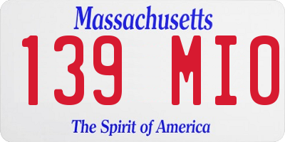 MA license plate 139MI0