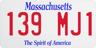MA license plate 139MJ1