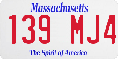MA license plate 139MJ4