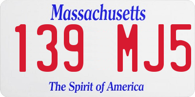 MA license plate 139MJ5