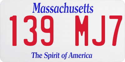 MA license plate 139MJ7