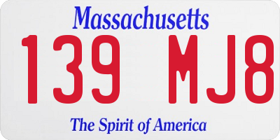MA license plate 139MJ8