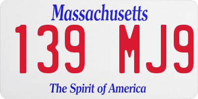 MA license plate 139MJ9