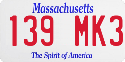 MA license plate 139MK3