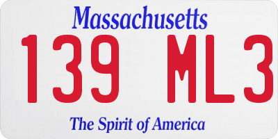 MA license plate 139ML3