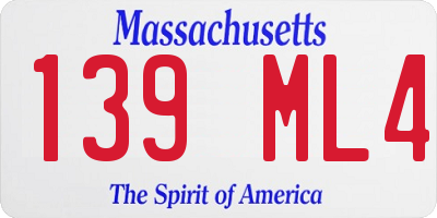 MA license plate 139ML4