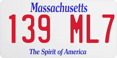 MA license plate 139ML7