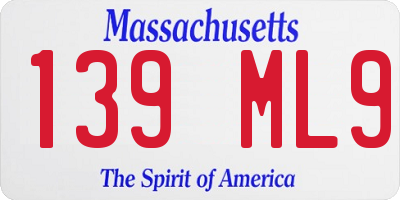 MA license plate 139ML9