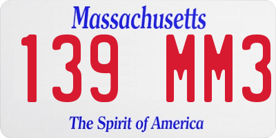 MA license plate 139MM3