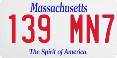 MA license plate 139MN7