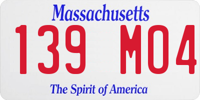 MA license plate 139MO4