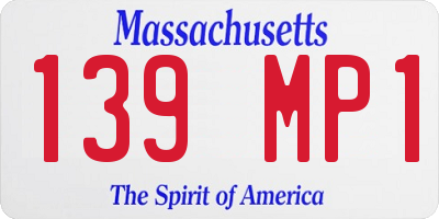MA license plate 139MP1