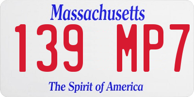 MA license plate 139MP7