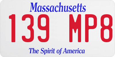 MA license plate 139MP8