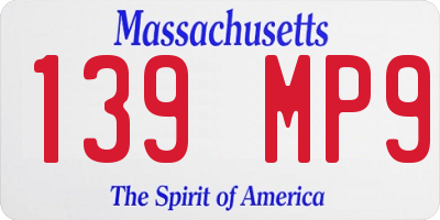MA license plate 139MP9
