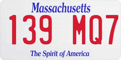 MA license plate 139MQ7