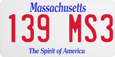 MA license plate 139MS3