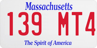 MA license plate 139MT4