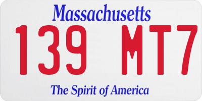 MA license plate 139MT7