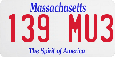 MA license plate 139MU3