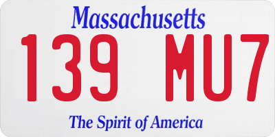 MA license plate 139MU7