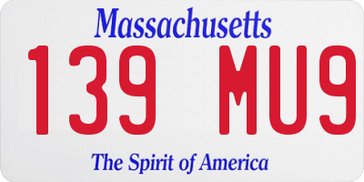 MA license plate 139MU9