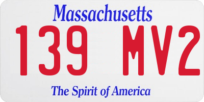 MA license plate 139MV2