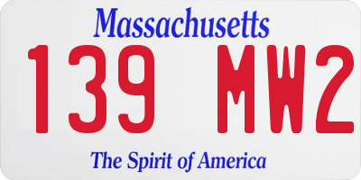 MA license plate 139MW2