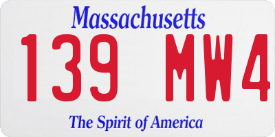 MA license plate 139MW4