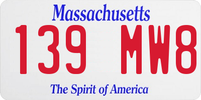 MA license plate 139MW8