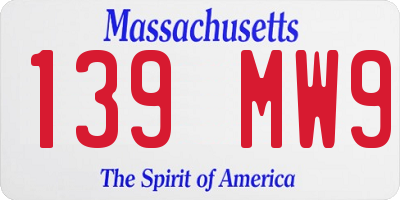MA license plate 139MW9