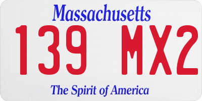 MA license plate 139MX2