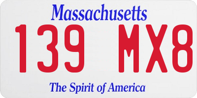 MA license plate 139MX8