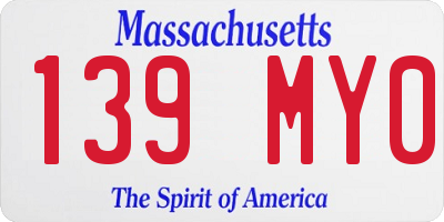 MA license plate 139MY0