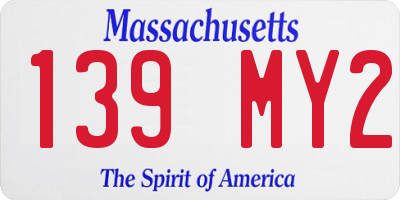 MA license plate 139MY2