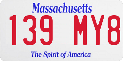 MA license plate 139MY8