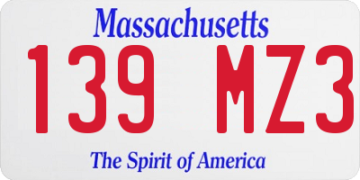 MA license plate 139MZ3