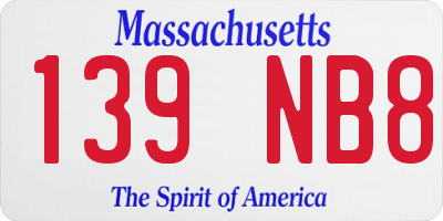 MA license plate 139NB8